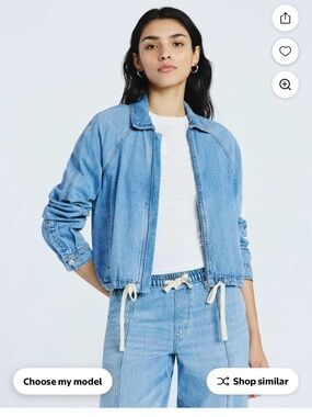 THE Viral Scoop Denim Bomber Jacket - Women